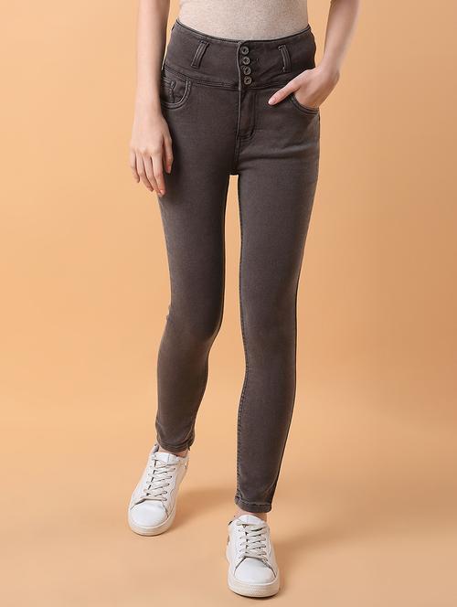 women solid high rise slim fit jean - 21463461 - Standard Image - 0