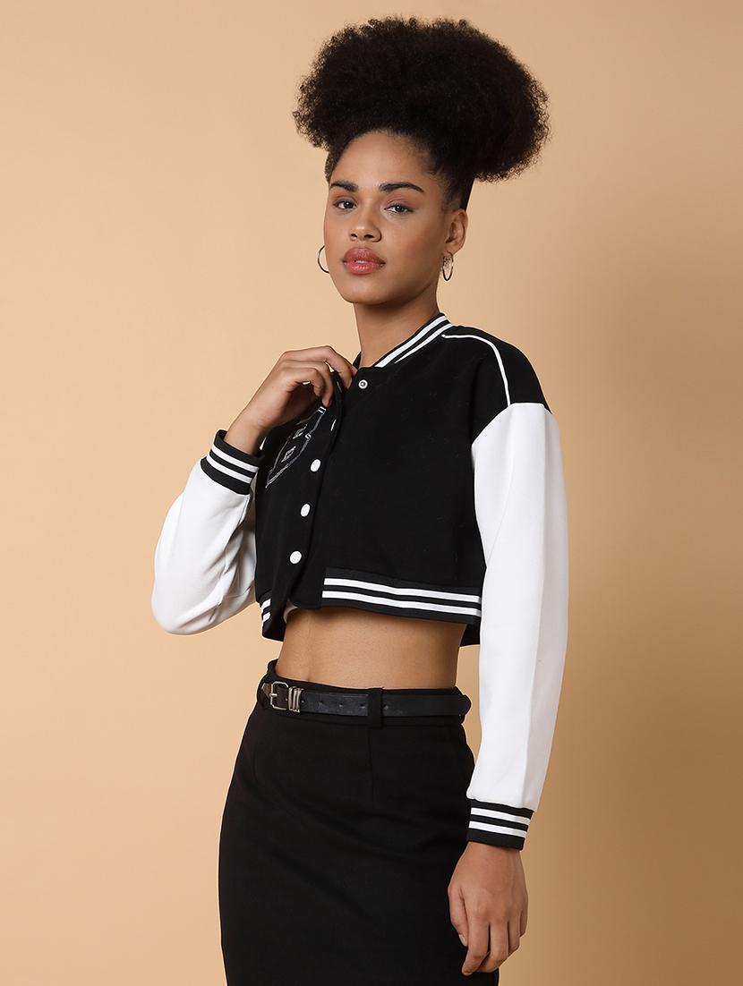 women long sleeves crop varsity jacket - 21463469 -  Standard Image - 1