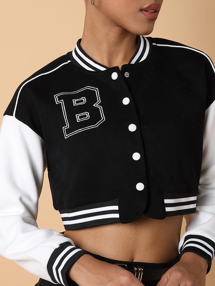 women long sleeves crop varsity jacket - 21463469 - Standard Image - 6