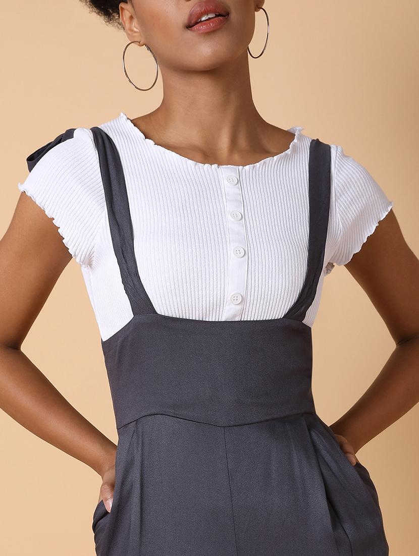 women grey cotton calf length jumpsuit - 21463475 - Standard Image - 6