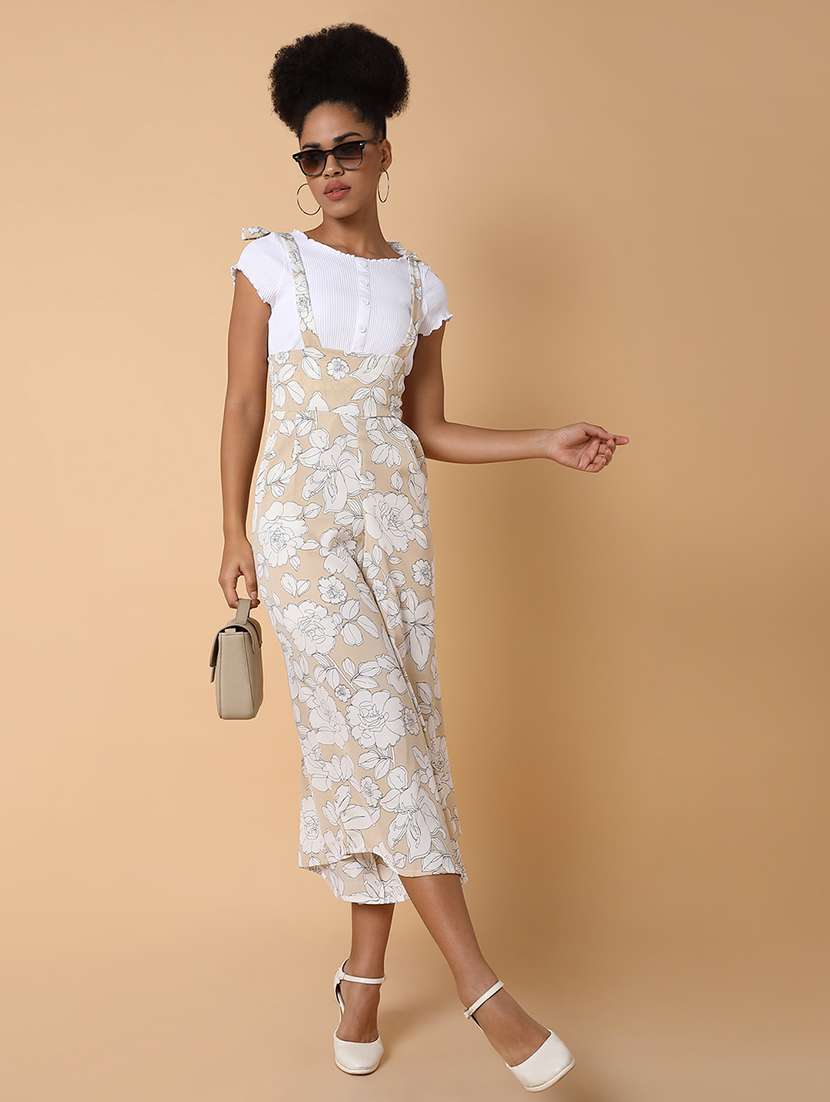 beige floral print calf length jumpsuit - 21463477 -  Standard Image - 4