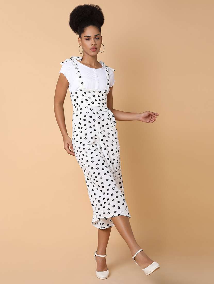 white floral print calf length jumpsuit - 21463478 -  Standard Image - 1