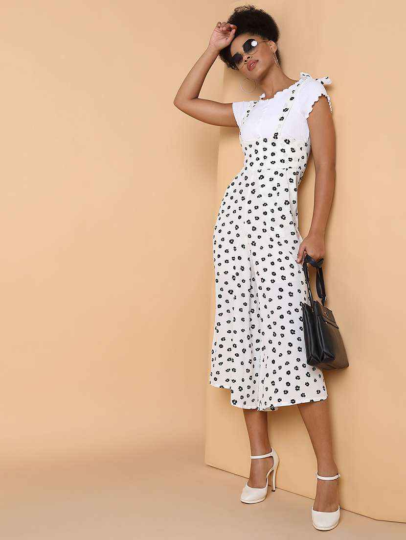 white floral print calf length jumpsuit - 21463478 -  Standard Image - 4