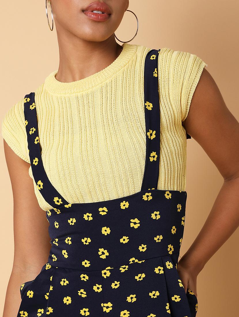 navy blue floral print calf length jumpsuit - 21463479 - Standard Image - 6
