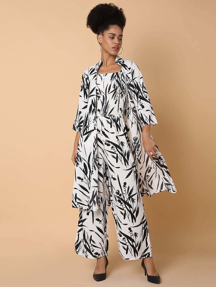 women white viscose full leg jumpsuit with shrug