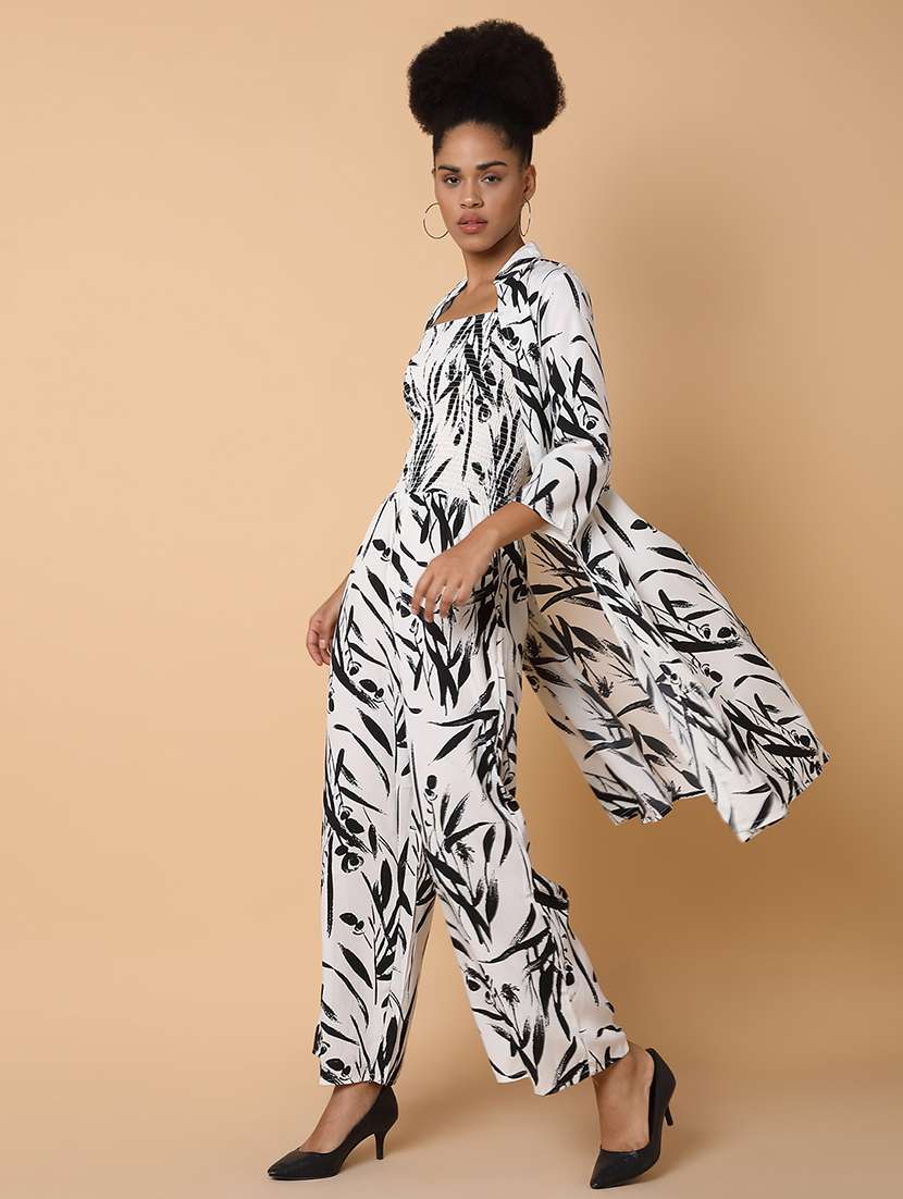 women white viscose full leg jumpsuit with shrug - 21463482 -  Standard Image - 1