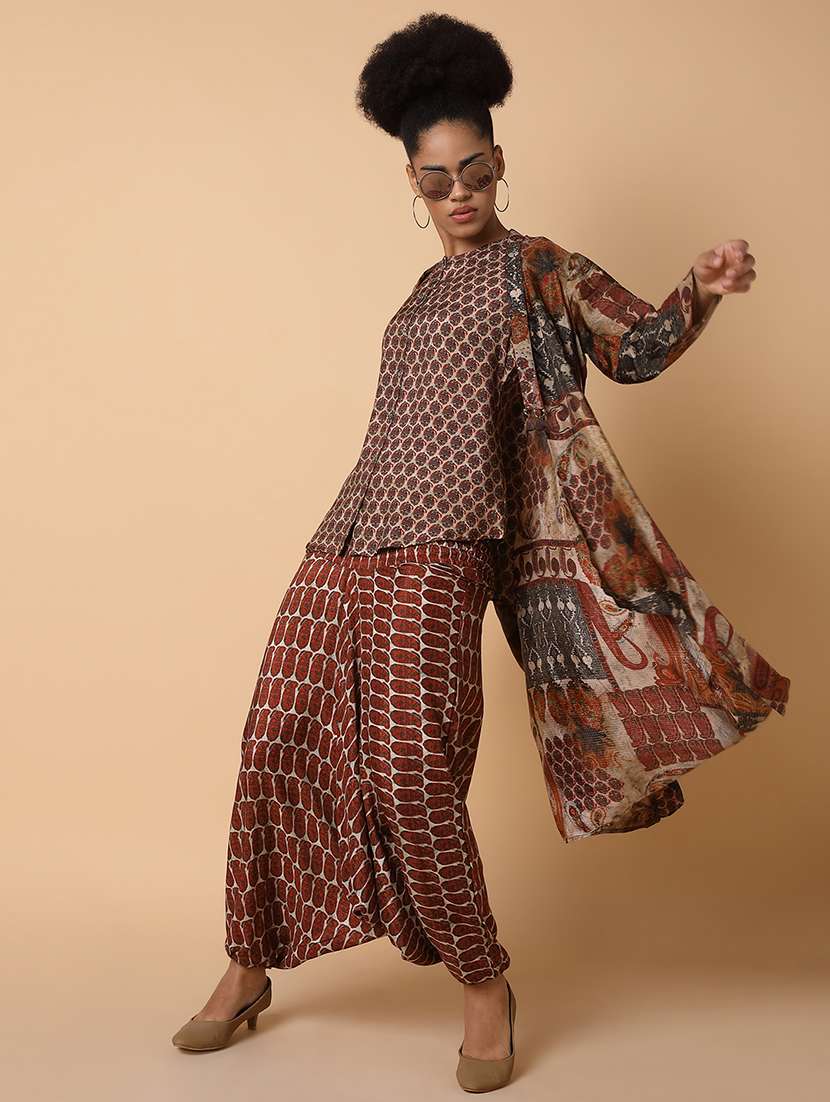 women printed round neck fusion set - 21463492 -  Standard Image - 6