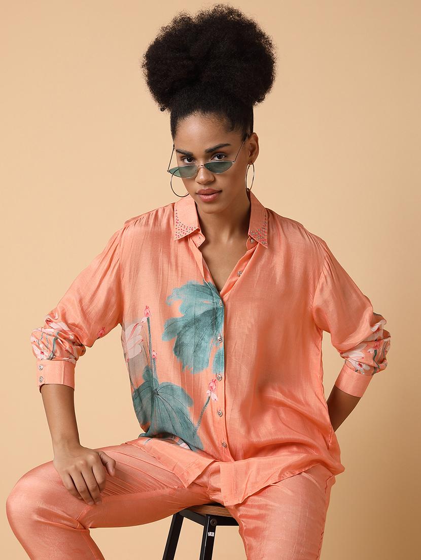 women printed shirt and trouser co-ord set - 21463494 - Standard Image - 4
