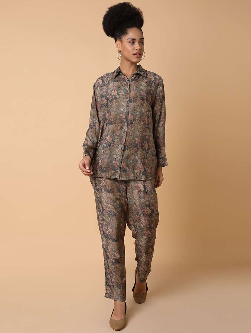 women printed shirt and trouser co-ord set - 21463495 -  Standard Image - 1
