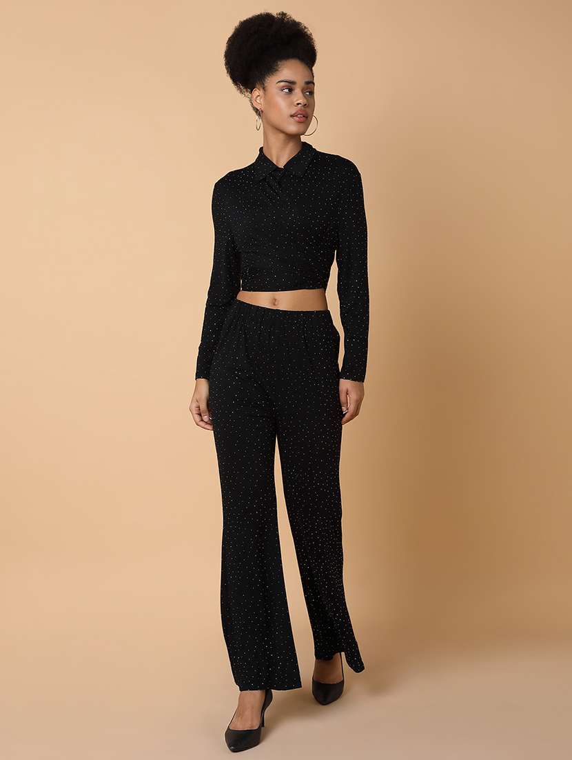 women black cotton blend top and trouser co-ord set - 21463496 -  Standard Image - 1