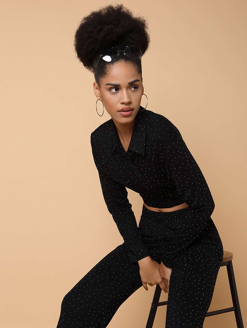 women black cotton blend top and trouser co-ord set - 21463496 -  Standard Image - 4