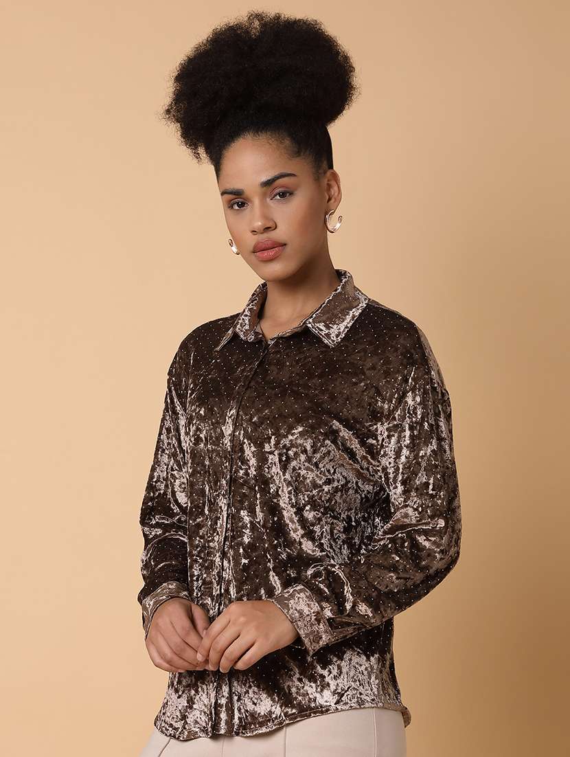 women solid long sleeves shirt - 21463504 - Standard Image - 1
