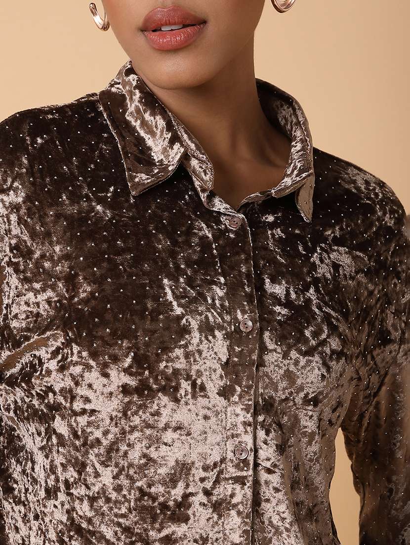 women solid long sleeves shirt - 21463504 - Standard Image - 6