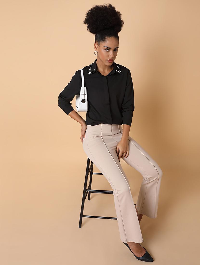 women black crepe regular shirt - 21463505 - Standard Image - 4
