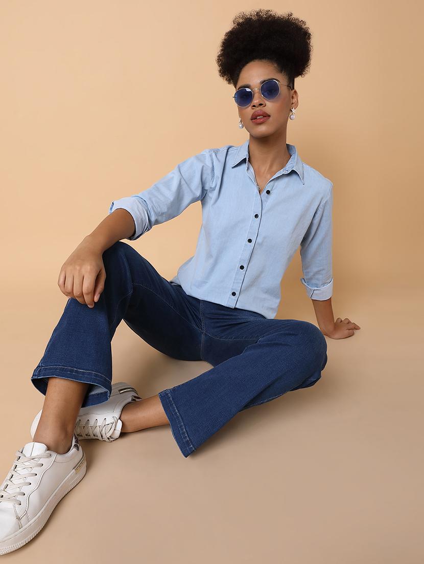 women solid long sleeves shirt - 21463508 - Standard Image - 4