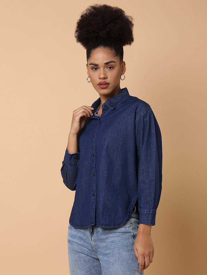women solid long sleeves shirt - 21463510 - Standard Image - 1