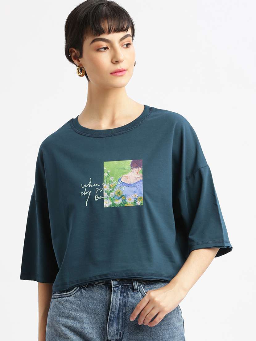 women printed boxy t-shirt