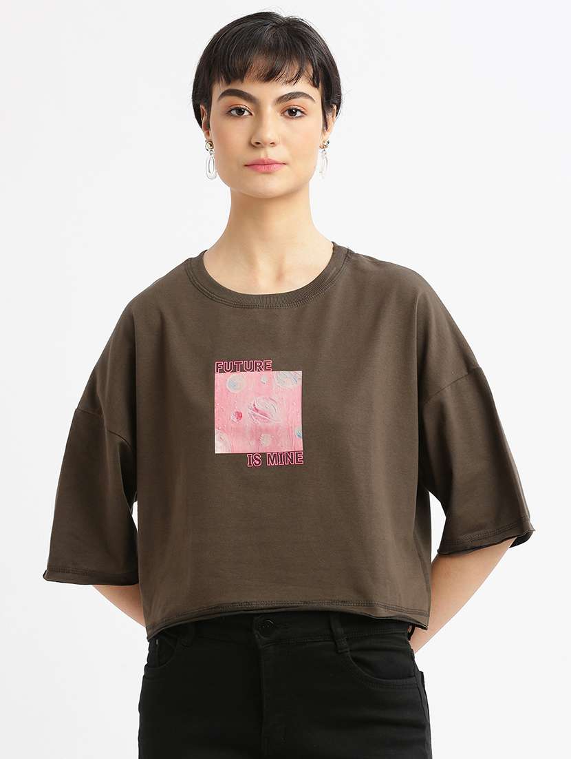 women printed boxy t-shirt