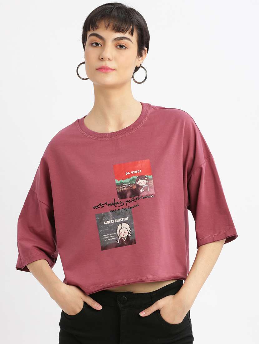 women printed boxy t-shirt