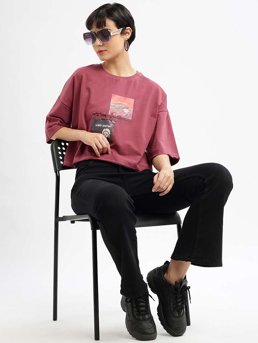 women printed boxy t-shirt - 21463556 - Standard Image - 4