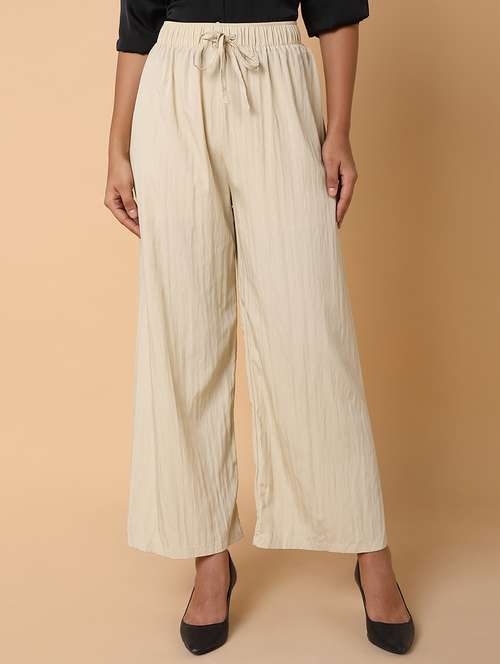 women solid wide leg trouser