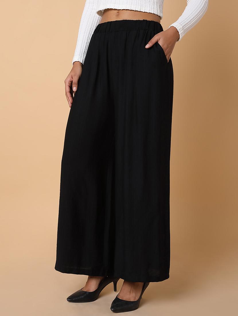 women solidmid rise wide leg trouser - 21463594 -  Standard Image - 1