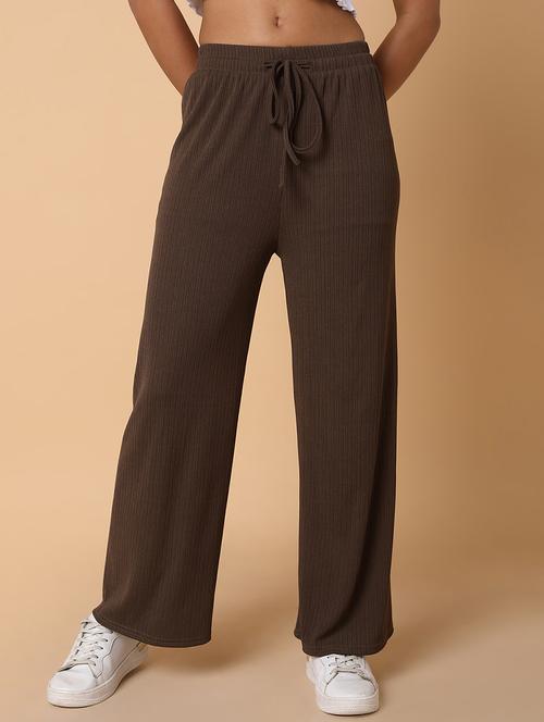 women solid mid rise wide leg trouser - 21463604 -  Standard Image - 0