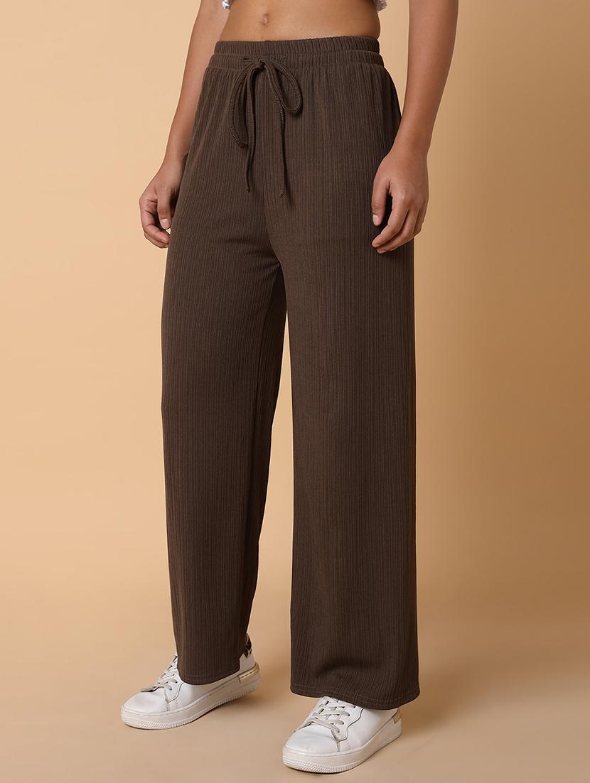 women solid mid rise wide leg trouser - 21463604 -  Standard Image - 1