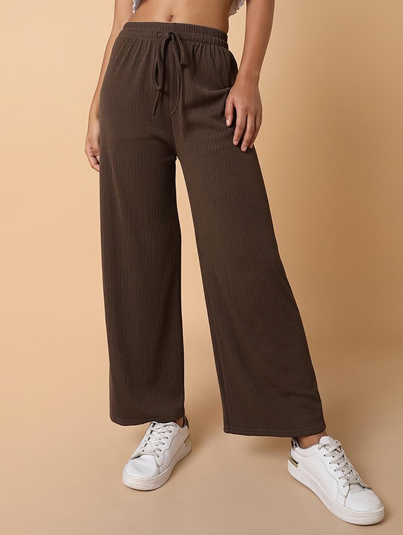 women solid mid rise wide leg trouser - 21463604 - Standard Image - 4