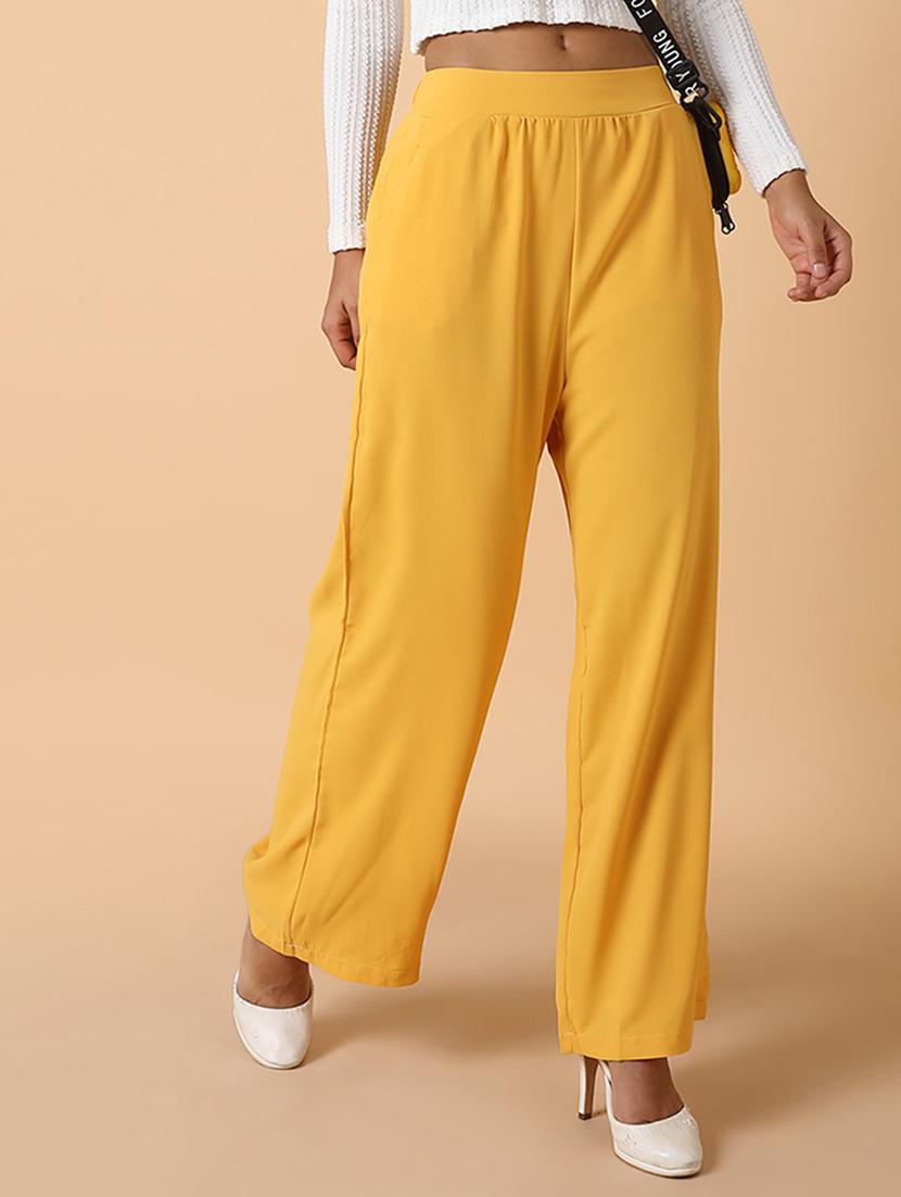 women solid high rise wide leg trouser - 21463605 - Standard Image - 4