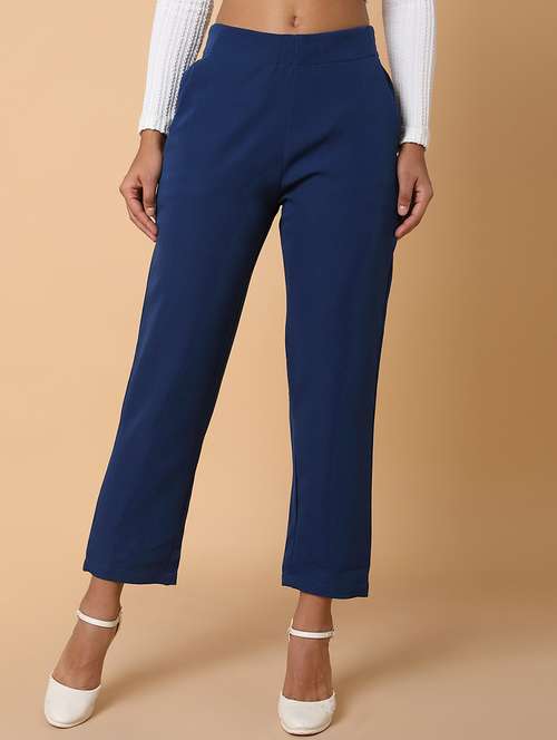 women solid mid rise tailored pants - 21463607 -  Standard Image - 0