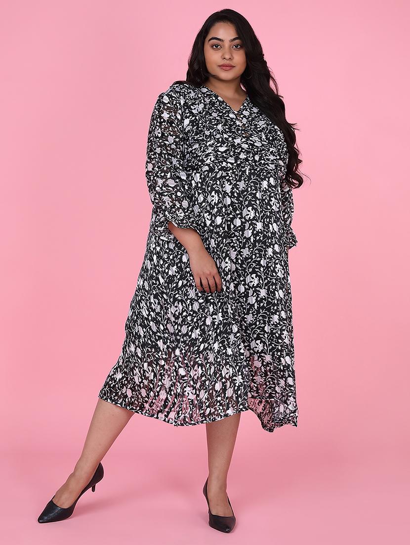 women plus size printed fit & flare dress - 21463626 -  Zoom Image - 0