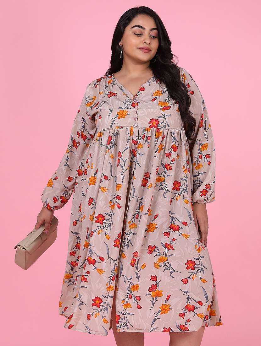 women plus size printed fit & flare dress - 21463634 - Standard Image - 4