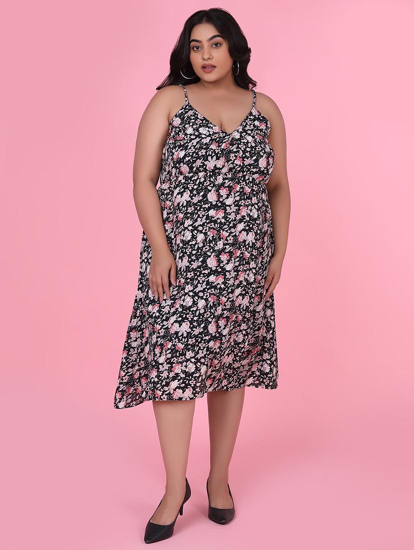 women black fit & flare plus size dress with shrug - 21463635 - Zoom Image - 0