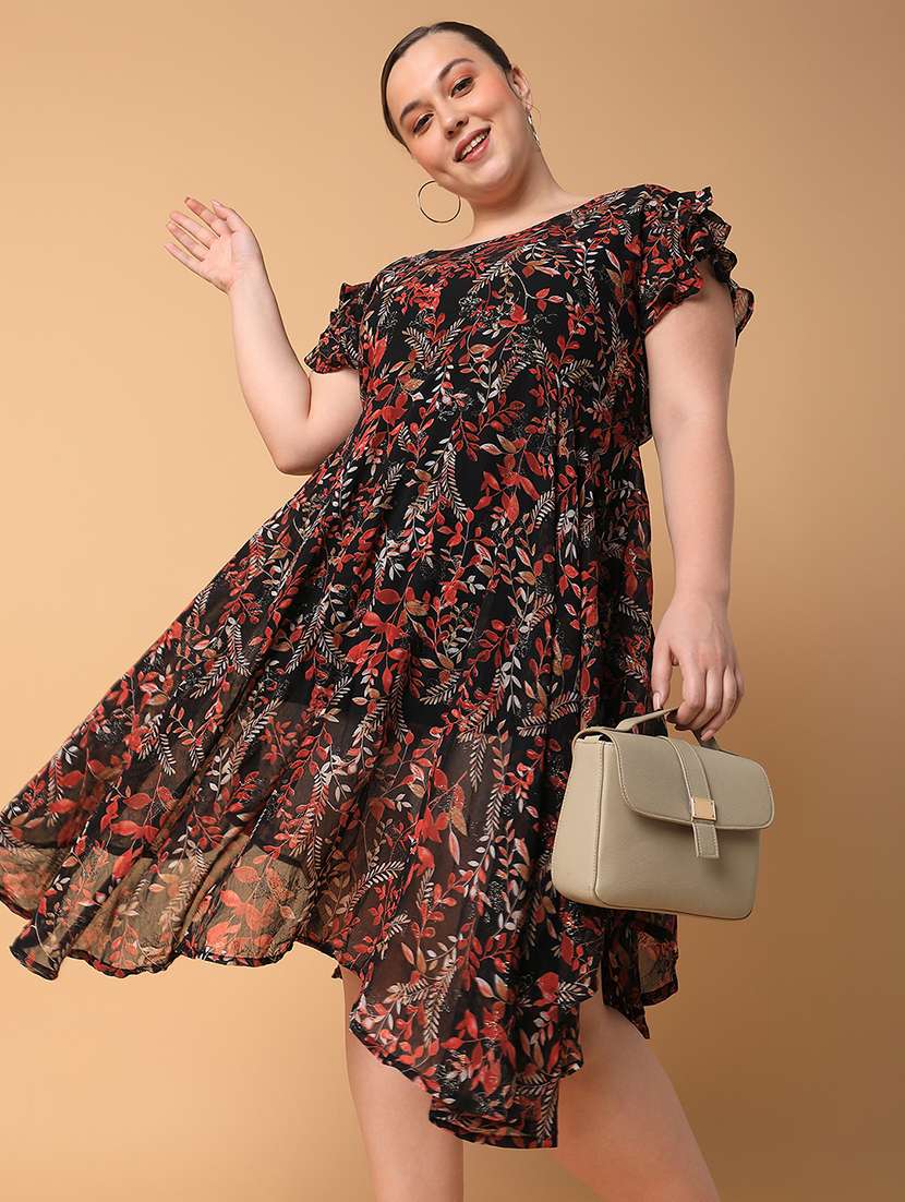 women plus size printed asymmetric dress - 21463636 - Standard Image - 4