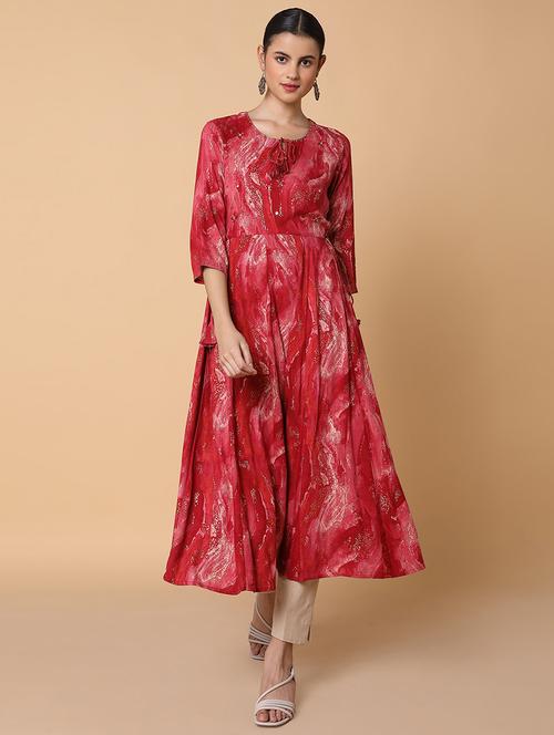 women three quarter sleeve anarkali kurta - 21463642 - Standard Image - 0