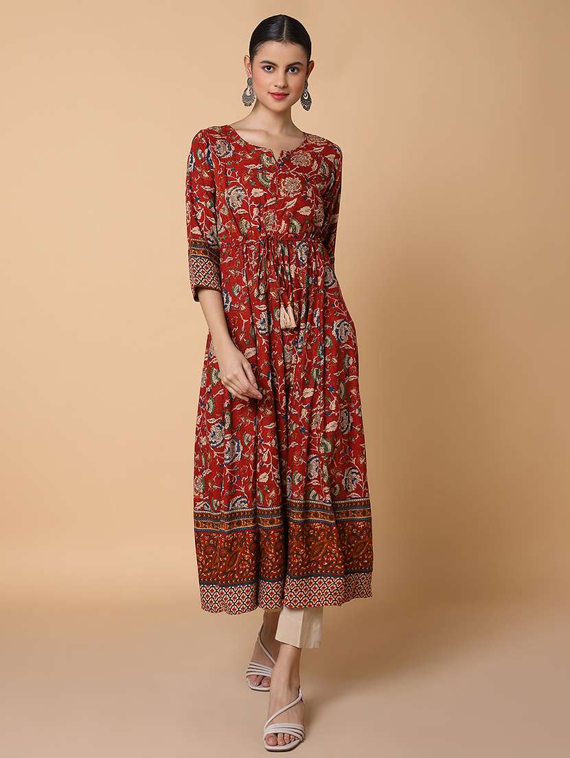 women three quarter sleeve anarkali kurta - 21463644 -  Standard Image - 1
