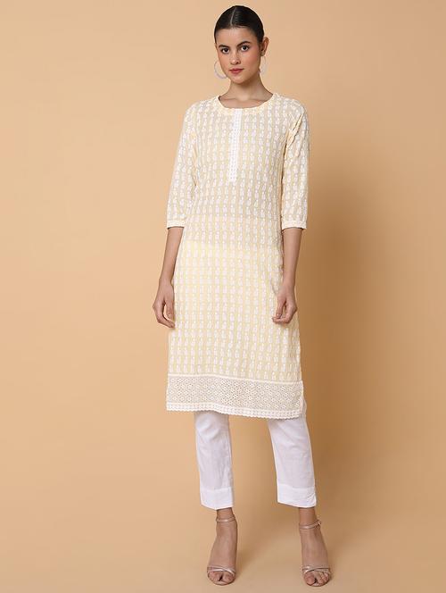 women three quarter sleeve straight kurta - 21463645 - Standard Image - 0