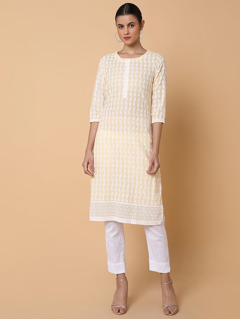 women three quarter sleeve straight kurta - 21463645 - Zoom Image - 0