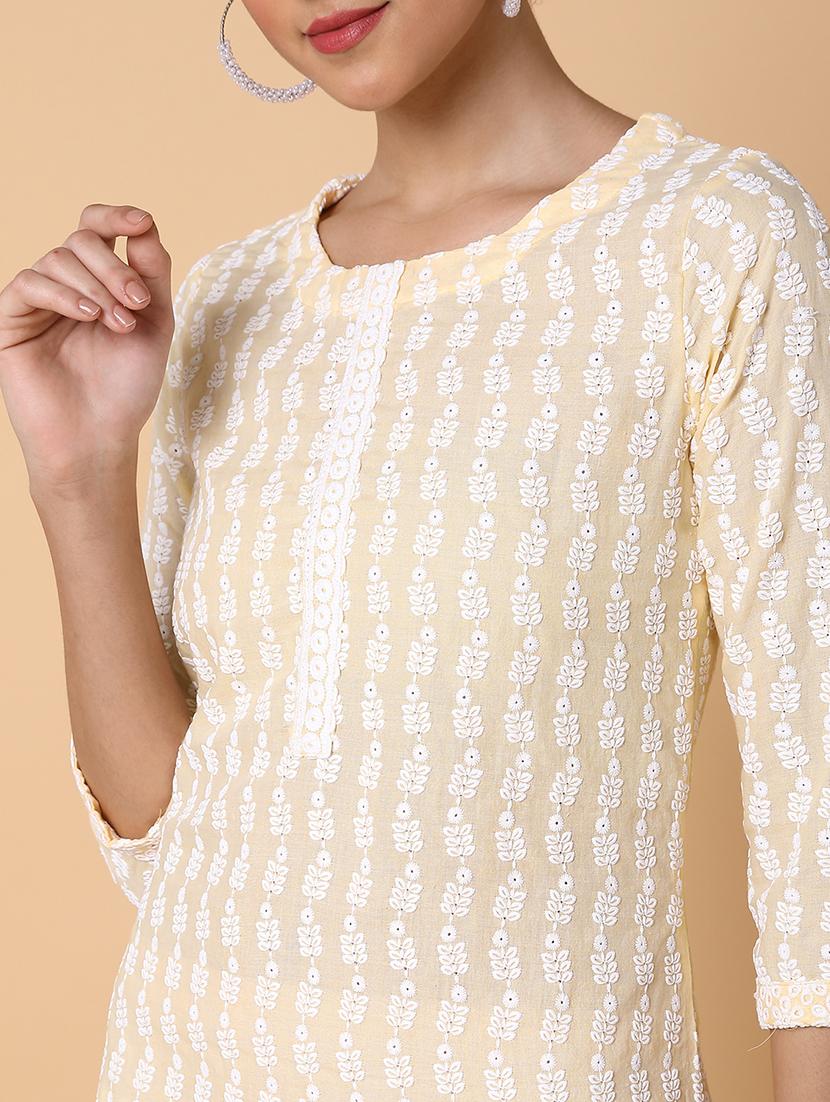 women three quarter sleeve straight kurta - 21463645 - Standard Image - 6