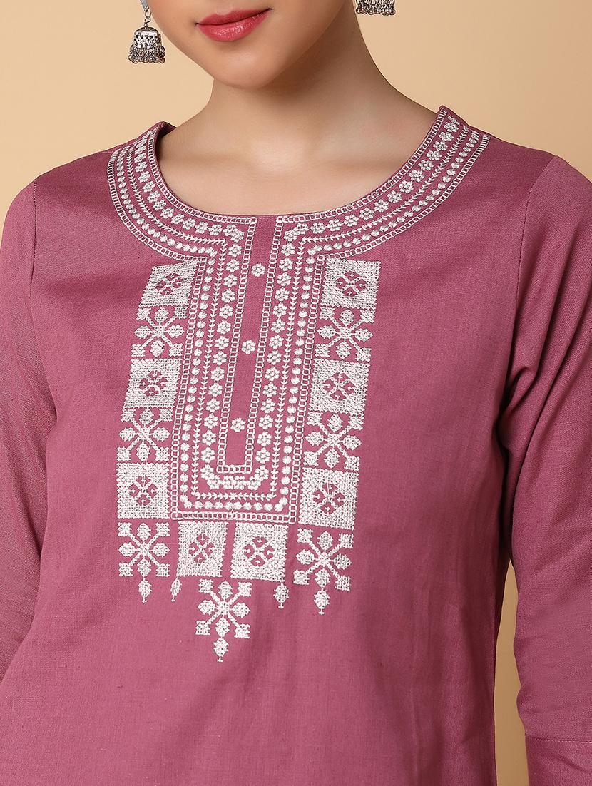 women three quarter sleeve straight kurta - 21463651 - Standard Image - 6