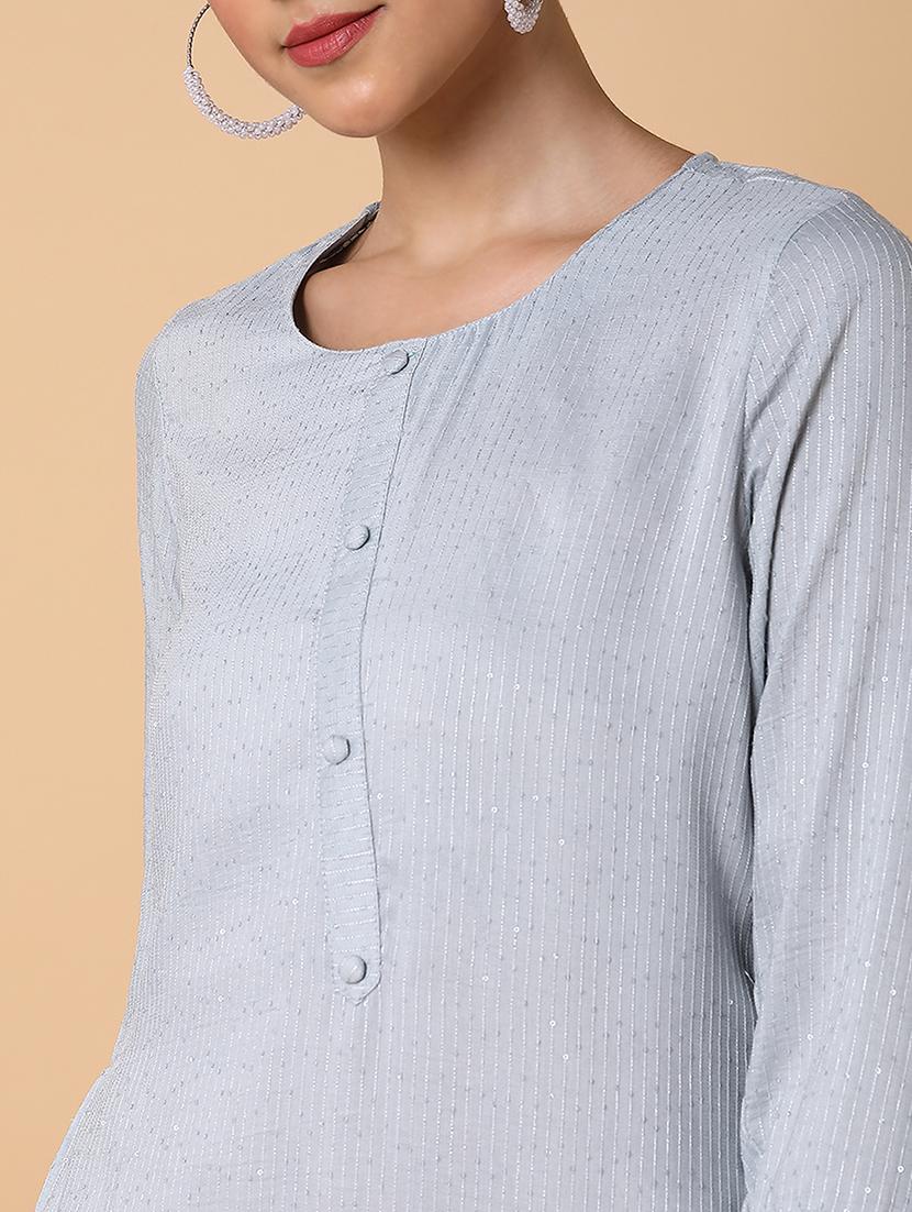 women three quarter sleeve straight kurta - 21463654 - Standard Image - 6