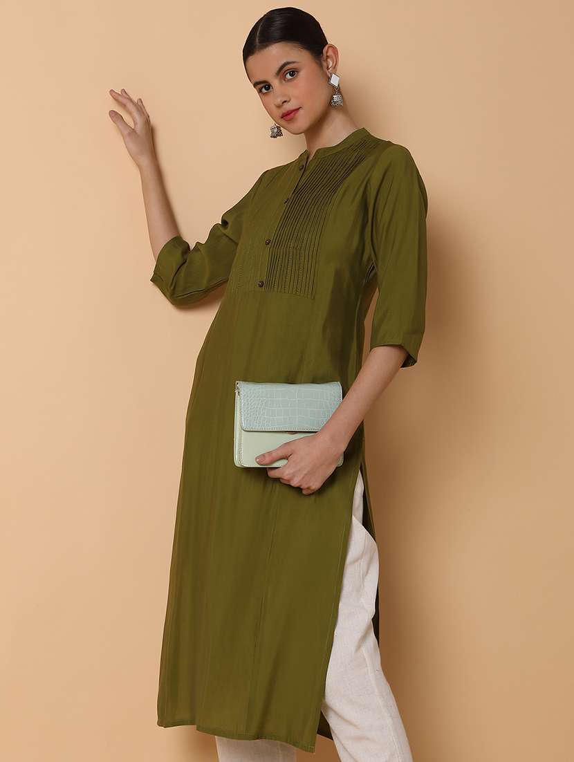 women three quarter sleeve a-line kurta - 21463655 -  Standard Image - 4