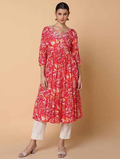 women three quarter sleeve anarkali kurta - 21463660 - Standard Image - 0