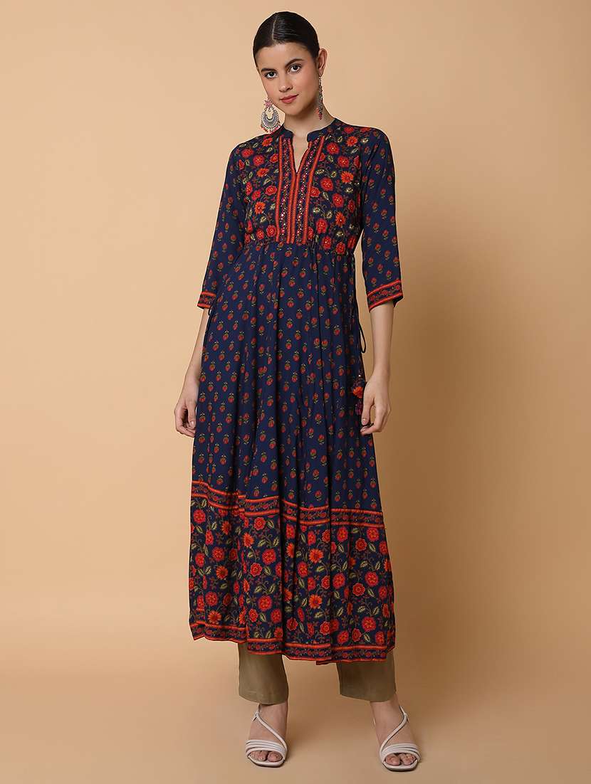 women three quarter sleeve anarkali kurta - 21463663 -  Zoom Image - 0