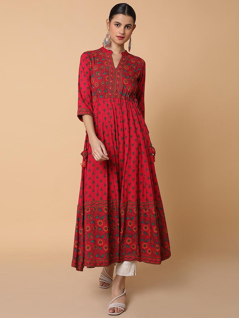 women three quarter sleeve anarkali kurta - 21463673 - Standard Image - 1