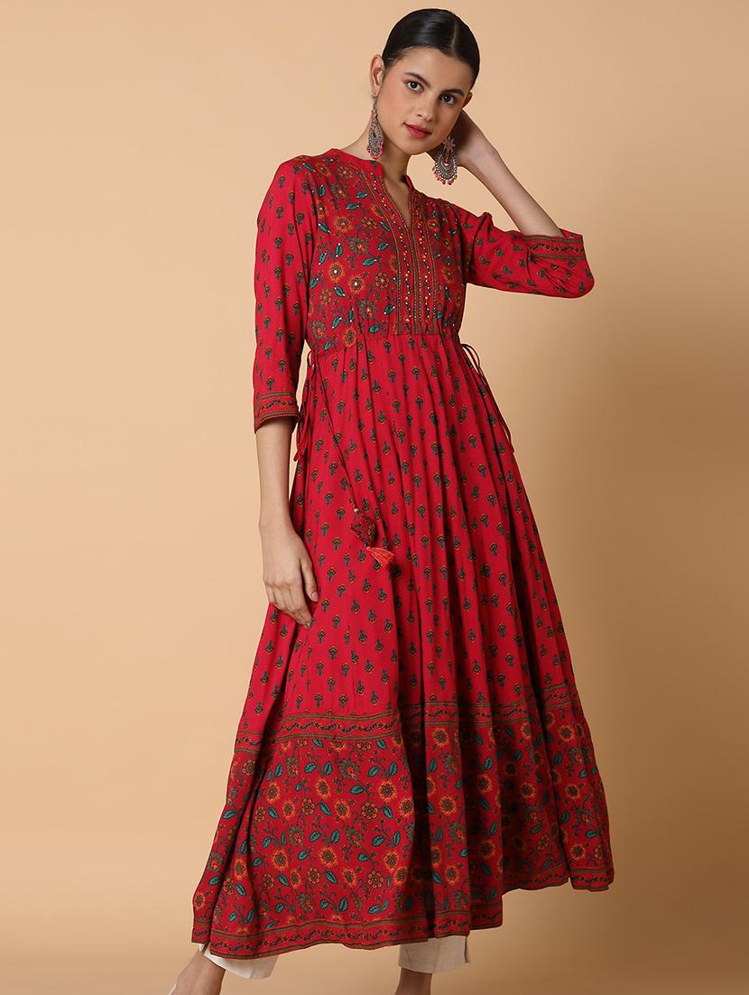 women three quarter sleeve anarkali kurta - 21463673 - Standard Image - 4
