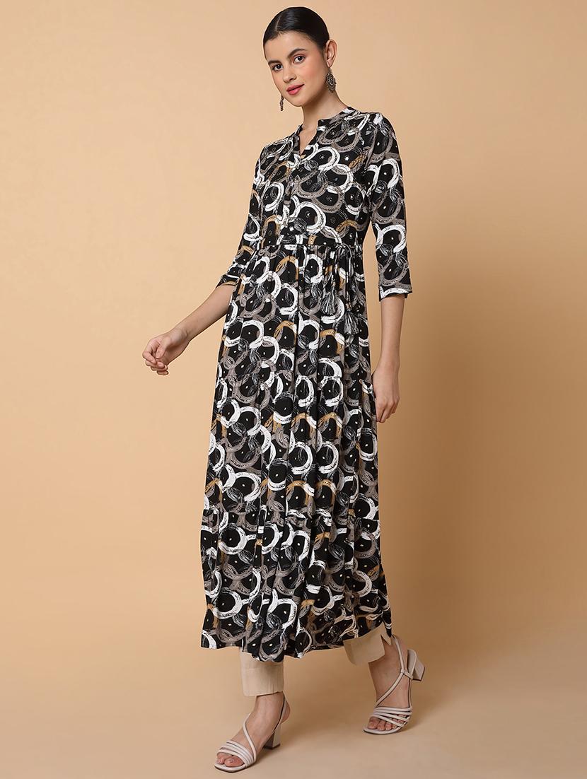 women three quarter sleeve anarkali kurta - 21463675 -  Standard Image - 1