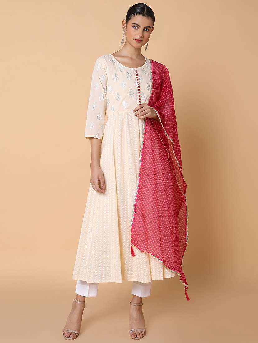 women printed round neck kurta dupatta set - 21463681 -  Standard Image - 1