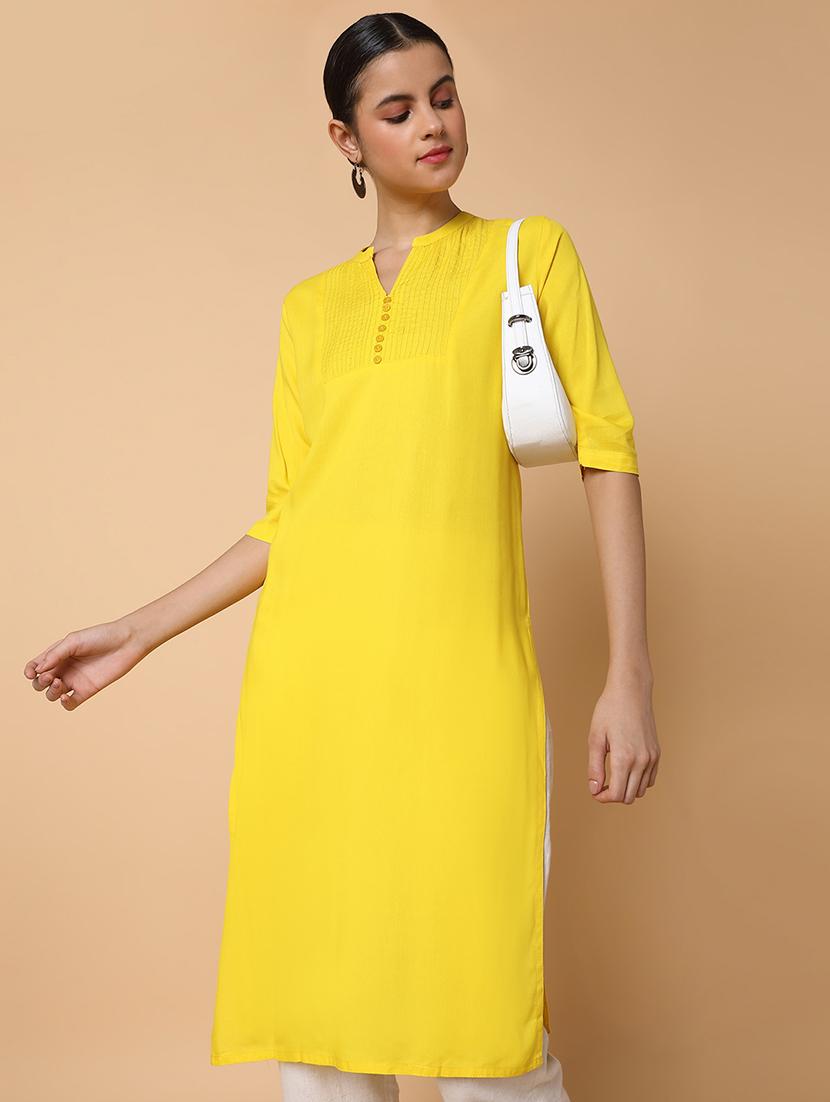 women three quarter sleeve straight kurta - 21463686 - Standard Image - 4